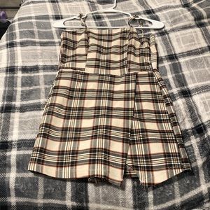 Sleeveless plaid dress with built in shorts